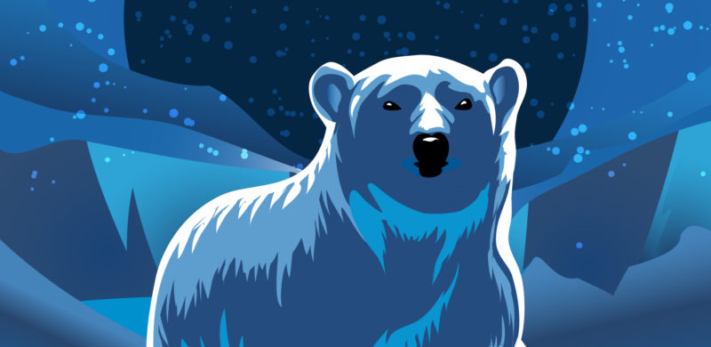 Isbjørn. Blåtoner. illustrasjon