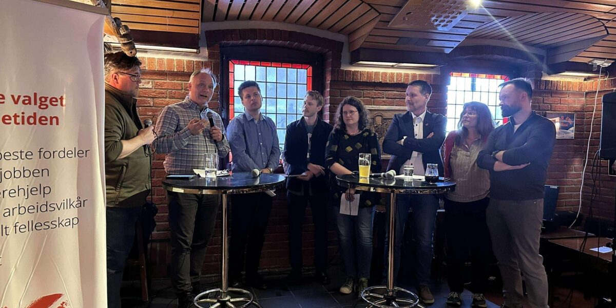 Her fra debatten på Ølhallen som ble arrangert av LO. Eirik Johansen deltok for Fremskrittspartiet. Her fra debatten på Ølhallen som ble arrangert av LO. Eirik Johansen deltok for Fremskrittspartiet.